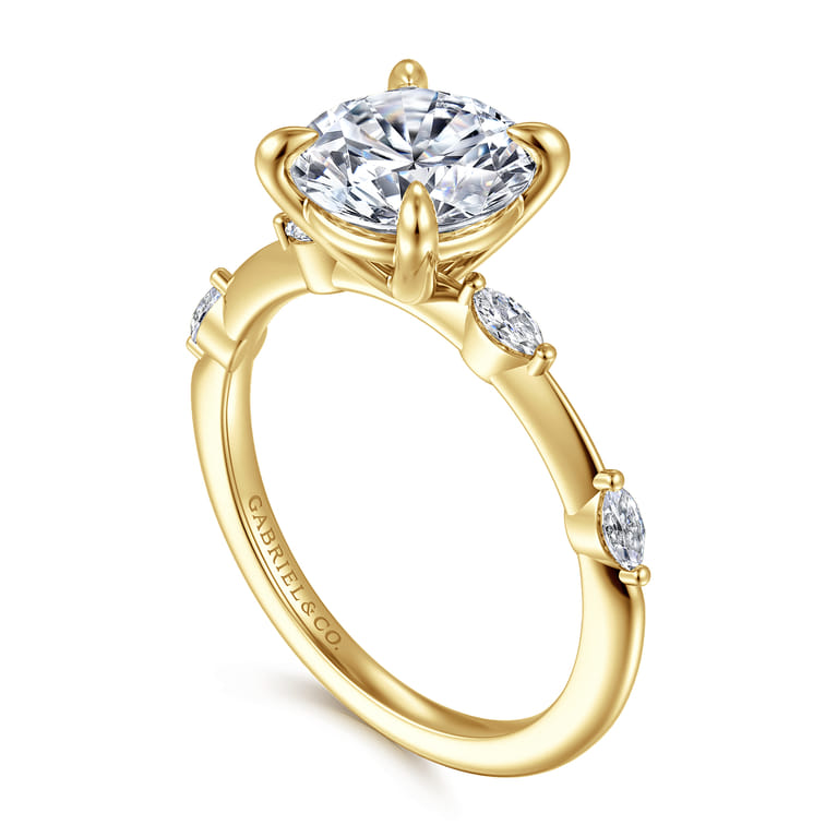 Marline - 14K Yellow Gold Round Diamond Engagement Ring - 0.17 ct - Shot 3