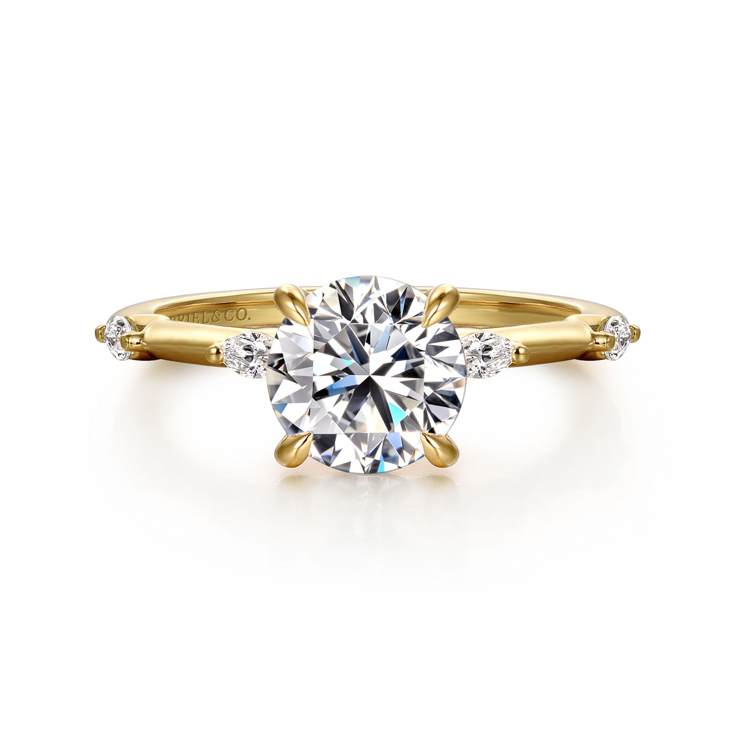 Marline - 14K Yellow Gold Round Diamond Engagement Ring - 0.17 ct - Shot 1