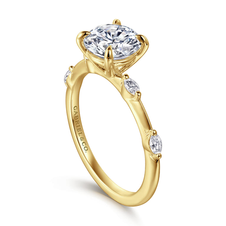 Marline - 14K Yellow Gold Round Diamond Engagement Ring - 0.17 ct - Shot 3