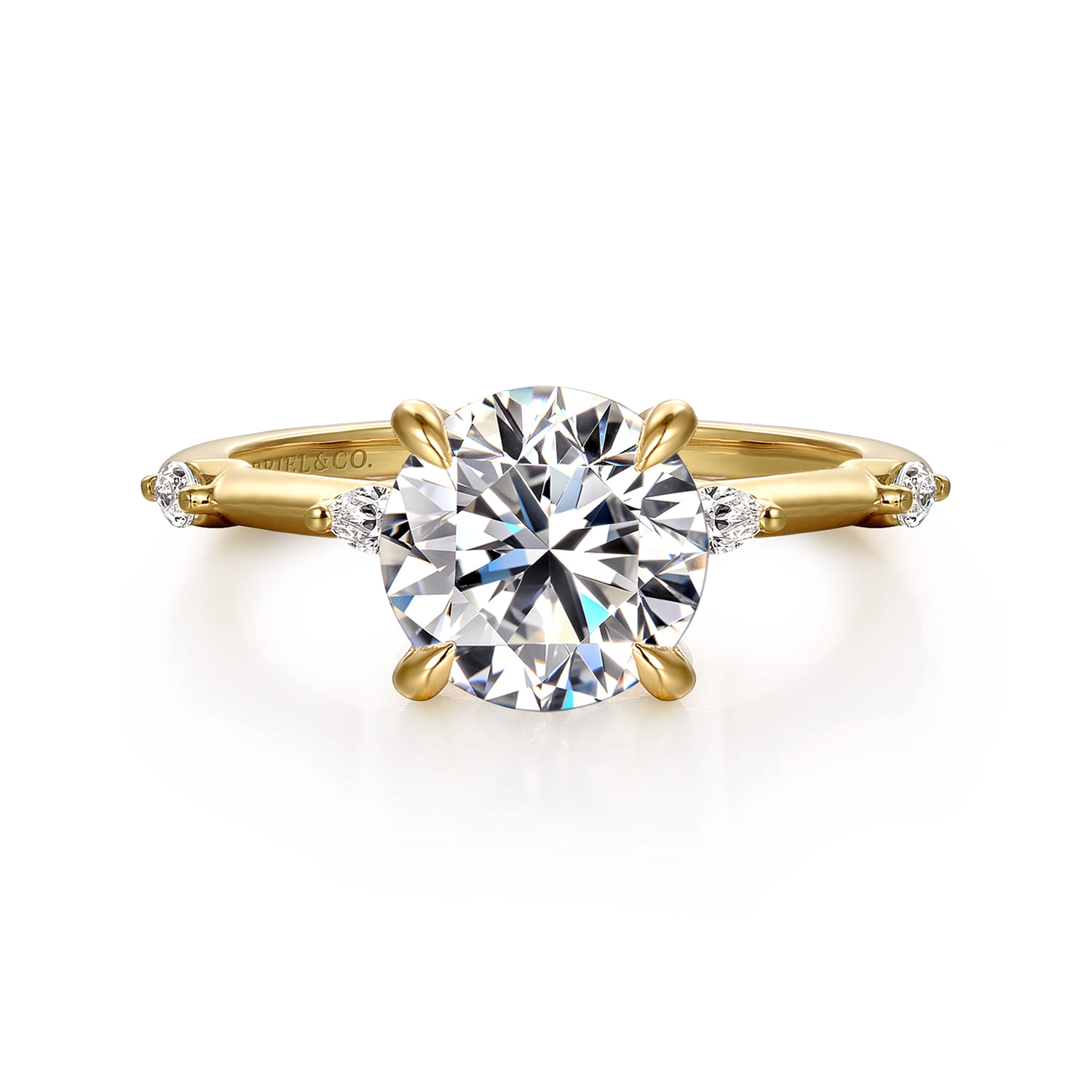 Marline - 14K Yellow Gold Round Diamond Engagement Ring - 0.17 ct - Shot 1