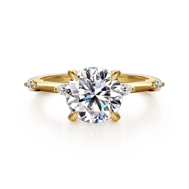 Marline - 14K Yellow Gold Round Diamond Engagement Ring - 0.17 ct - Shot 1