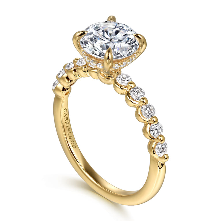 Kim - 14K Yellow Gold Round Diamond Engagement Ring - 0.4 ct - Shot 3