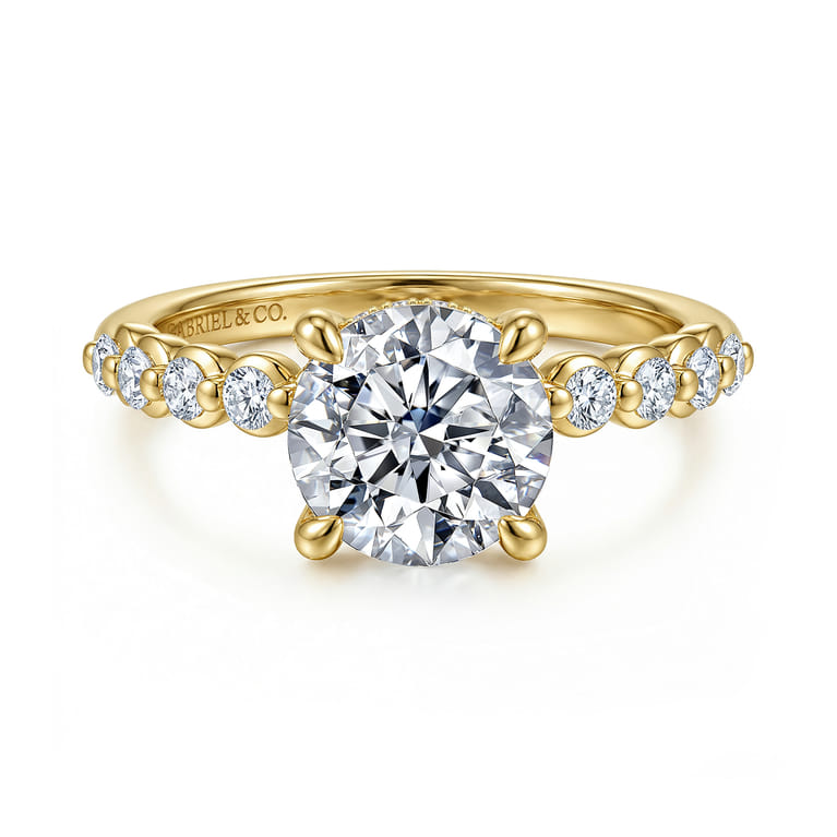 Kim - 14K Yellow Gold Round Diamond Engagement Ring - 0.4 ct - Shot 1