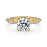 Leya - 14K Yellow Gold Bezel Prong Set Round Diamond Engagement Ring - 0.4 ct