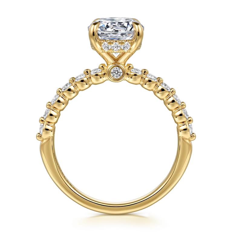 Leya - 14K Yellow Gold Bezel Prong Set Round Diamond Engagement Ring - 0.4 ct - Shot 2