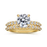 Leya - 14K Yellow Gold Bezel Prong Set Round Diamond Engagement Ring - 0.4 ct