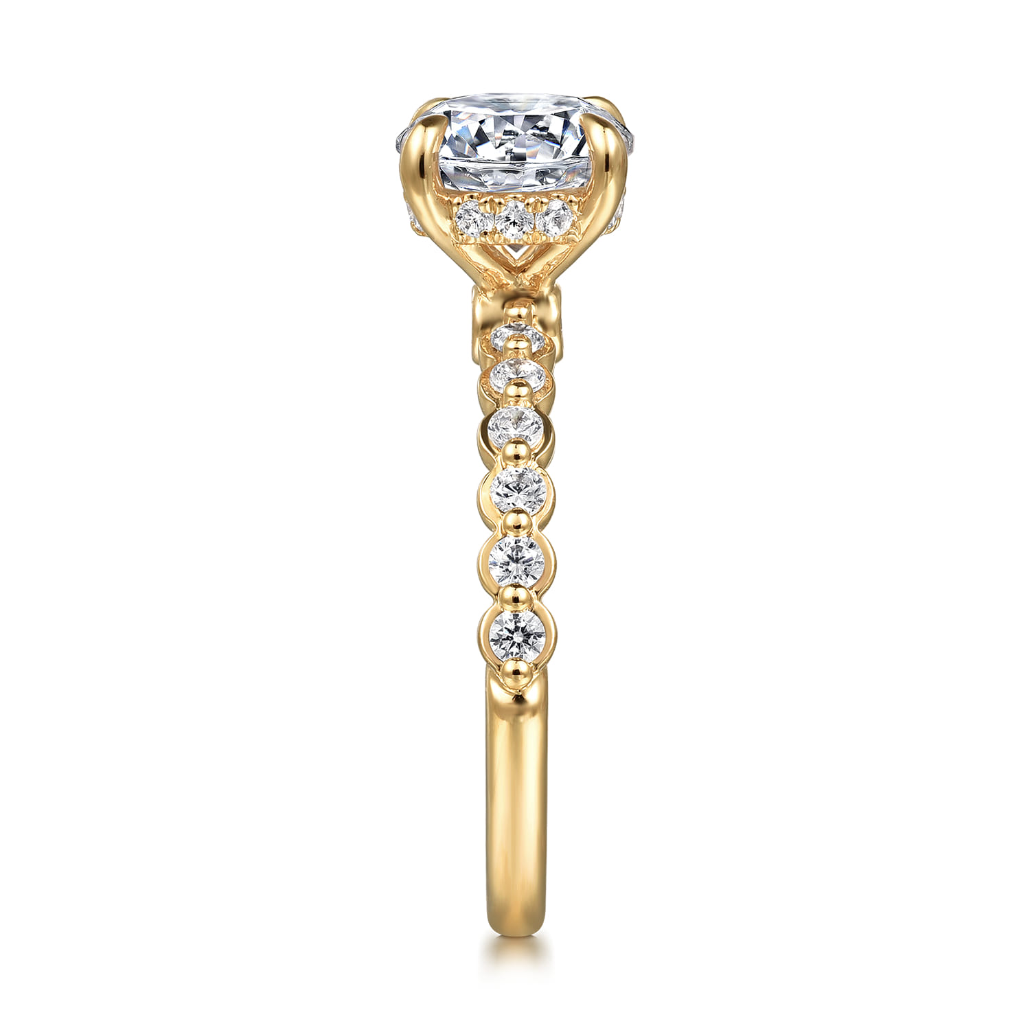 Leya - 14K Yellow Gold Bezel Prong Set Round Diamond Engagement Ring - 0.4 ct - Shot 5