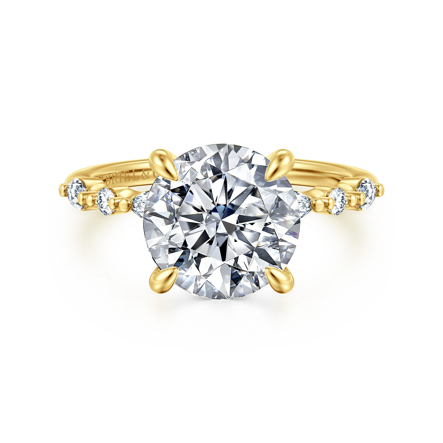 Perry - 14K Yellow Gold Round Diamond Engagement Ring - 0.3 ct - Shot 1