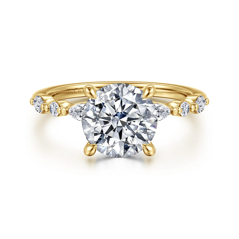 14K Yellow Gold Round Diamond Engagement Ring - 0.32 ct - Shot 1