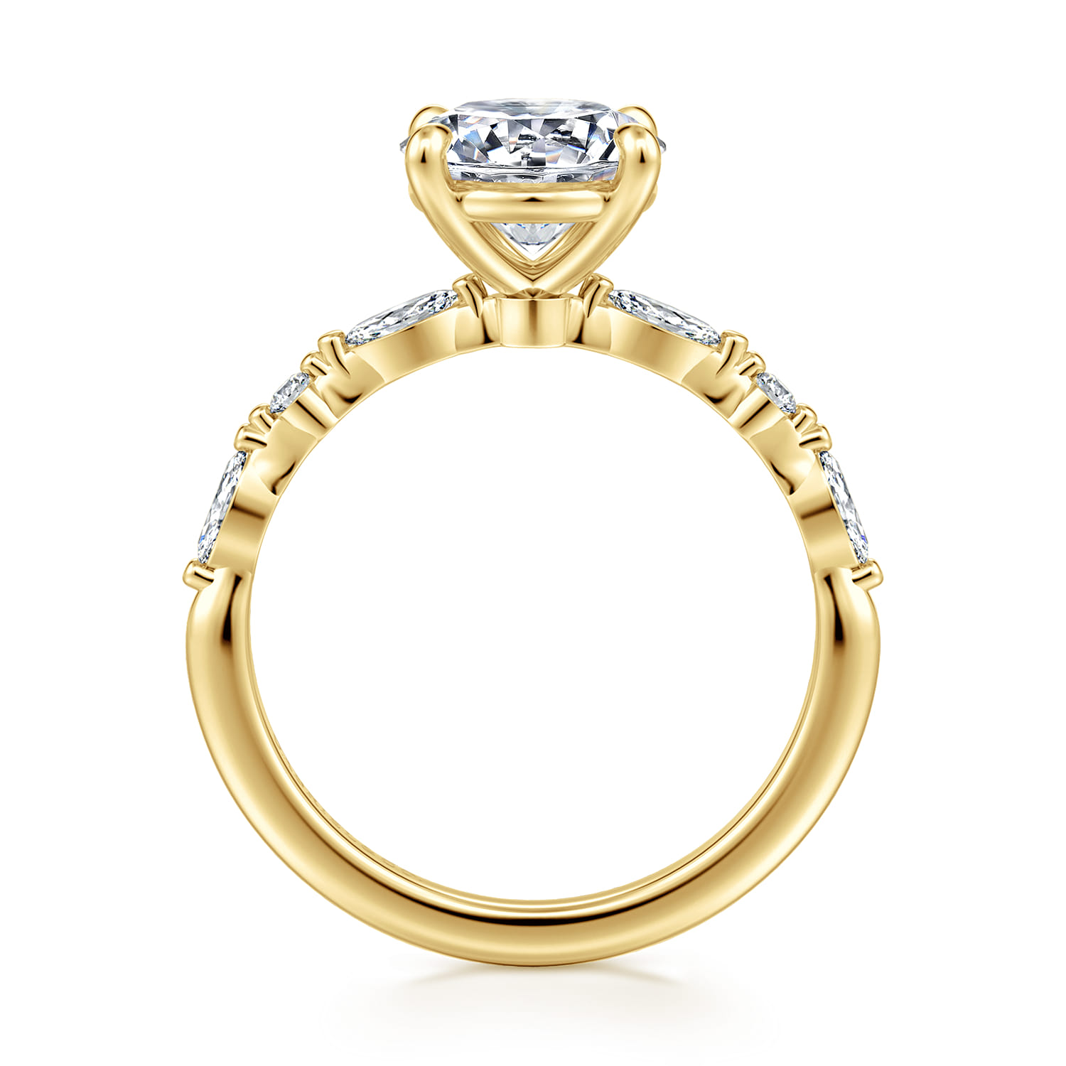 14K Yellow Gold Round Diamond Engagement Ring - 0.32 ct - Shot 2