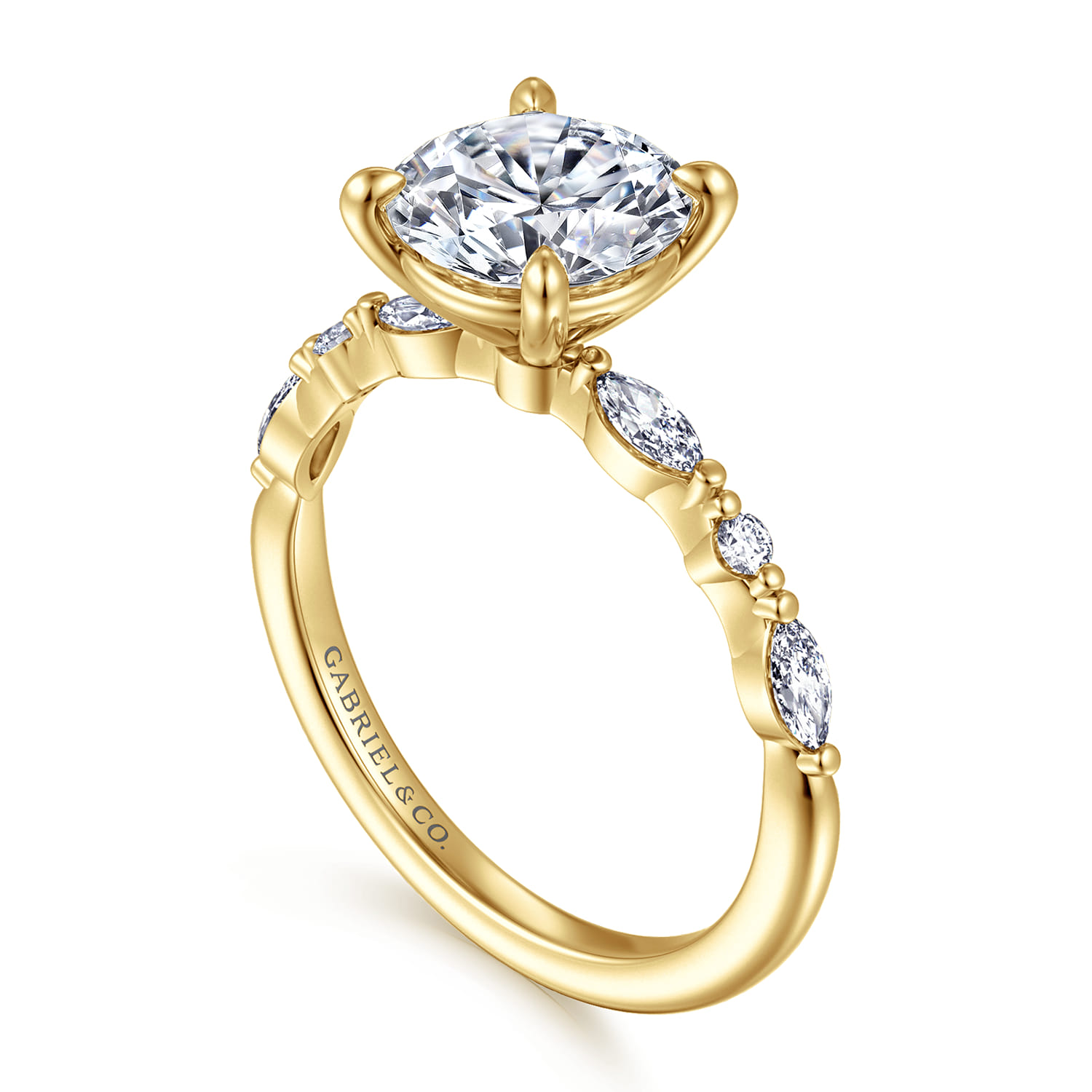 14K Yellow Gold Round Diamond Engagement Ring - 0.32 ct - Shot 3