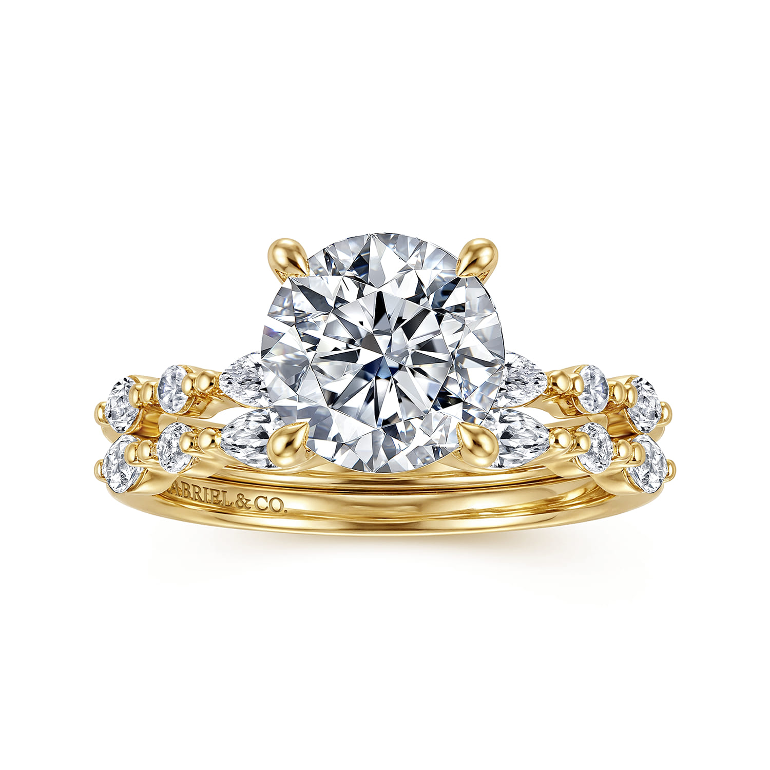 14K Yellow Gold Round Diamond Engagement Ring - 0.32 ct - Shot 4