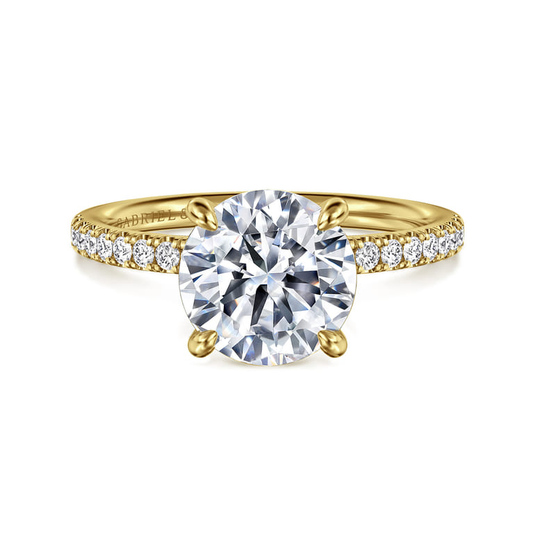 Twain - 14K Yellow Gold Round Diamond Engagement Ring - 0.2 ct - Shot 1