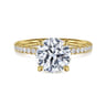 Twain - 14K Yellow Gold Round Diamond Engagement Ring - 0.2 ct