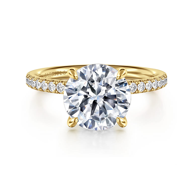 Twain - 14K Yellow Gold Round Diamond Engagement Ring - 0.2 ct - Shot 1