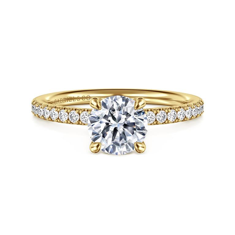 Twain - 14K Yellow Gold Round Diamond Engagement Ring - 0.2 ct - Shot 1