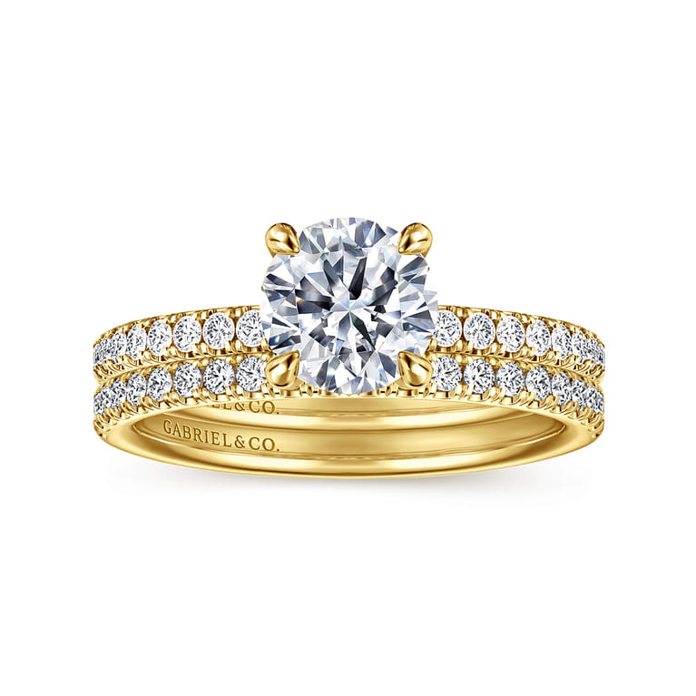 Twain - 14K Yellow Gold Round Diamond Engagement Ring - 0.2 ct - Shot 4