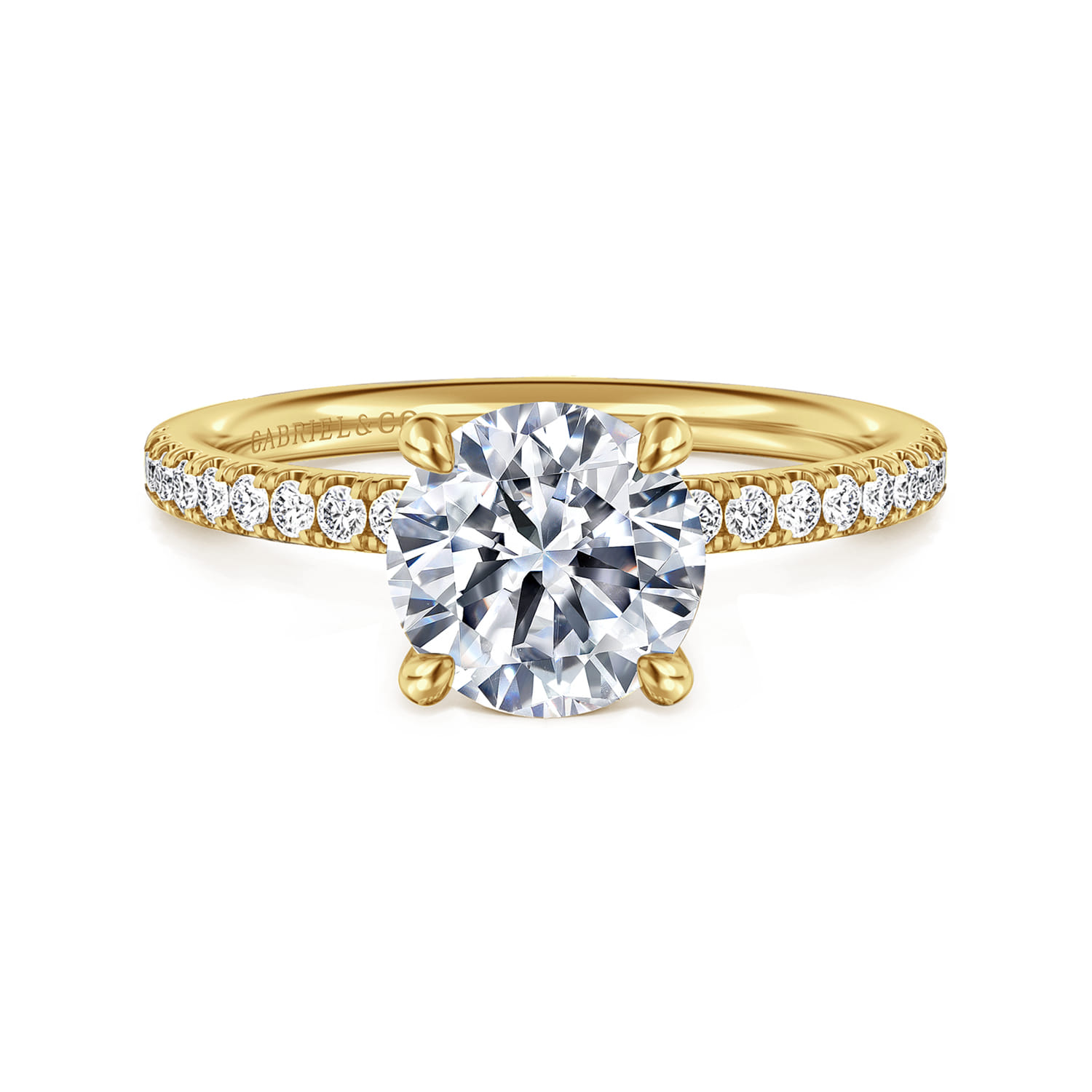 Twain - 14K Yellow Gold Round Diamond Engagement Ring - 0.2 ct - Shot 1
