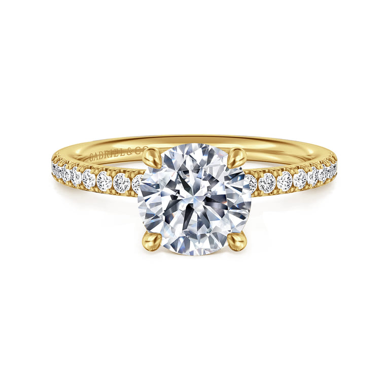 Twain - 14K Yellow Gold Round Diamond Engagement Ring - 0.2 ct - Shot 1