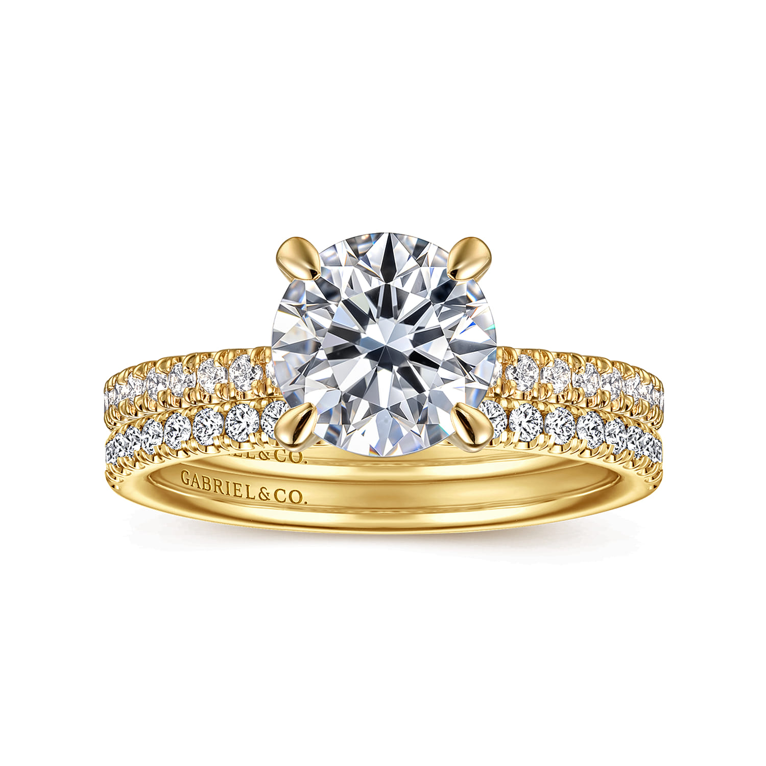 Twain - 14K Yellow Gold Round Diamond Engagement Ring - 0.2 ct - Shot 4