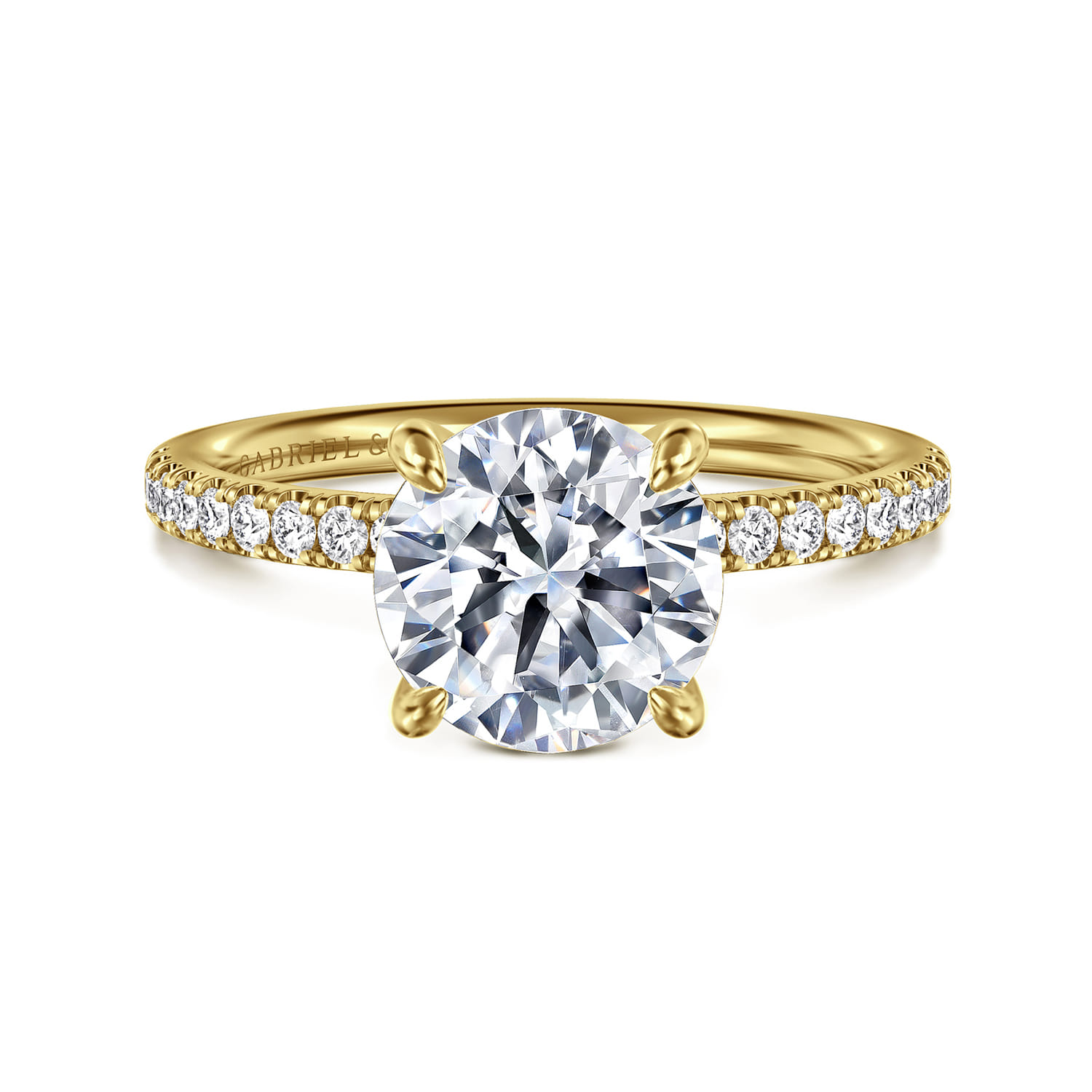 Twain - 14K Yellow Gold Round Diamond Engagement Ring - 0.2 ct - Shot 1