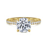 Twain - 14K Yellow Gold Round Diamond Engagement Ring - 0.2 ct