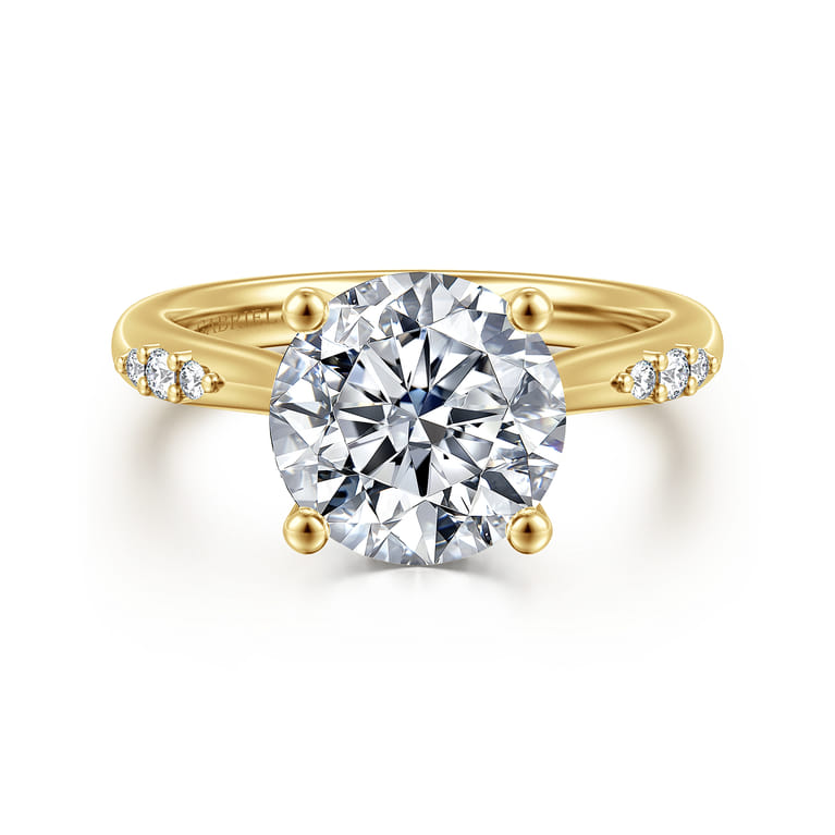 Carroline - 14K Yellow Gold Round Diamond Engagement Ring - 0.18 ct - Shot 1