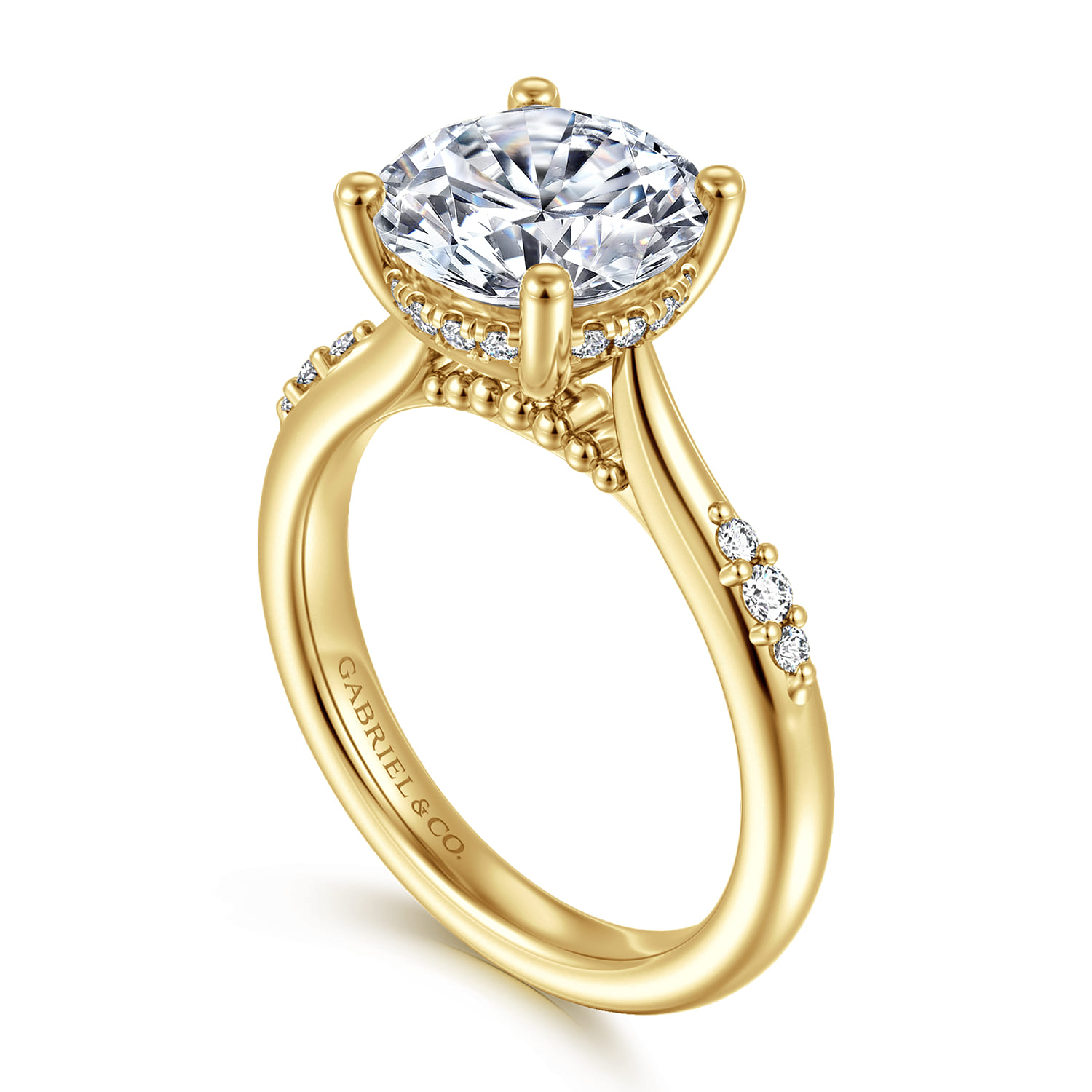 Carroline - 14K Yellow Gold Round Diamond Engagement Ring - 0.18 ct - Shot 3