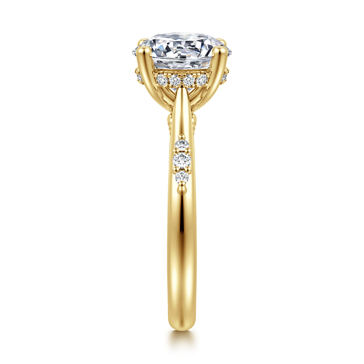 Carroline - 14K Yellow Gold Round Diamond Engagement Ring - 0.18 ct - Shot 4