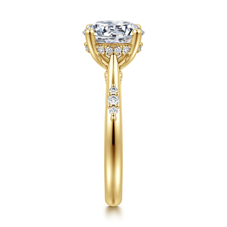 Carroline - 14K Yellow Gold Round Diamond Engagement Ring - 0.18 ct - Shot 4