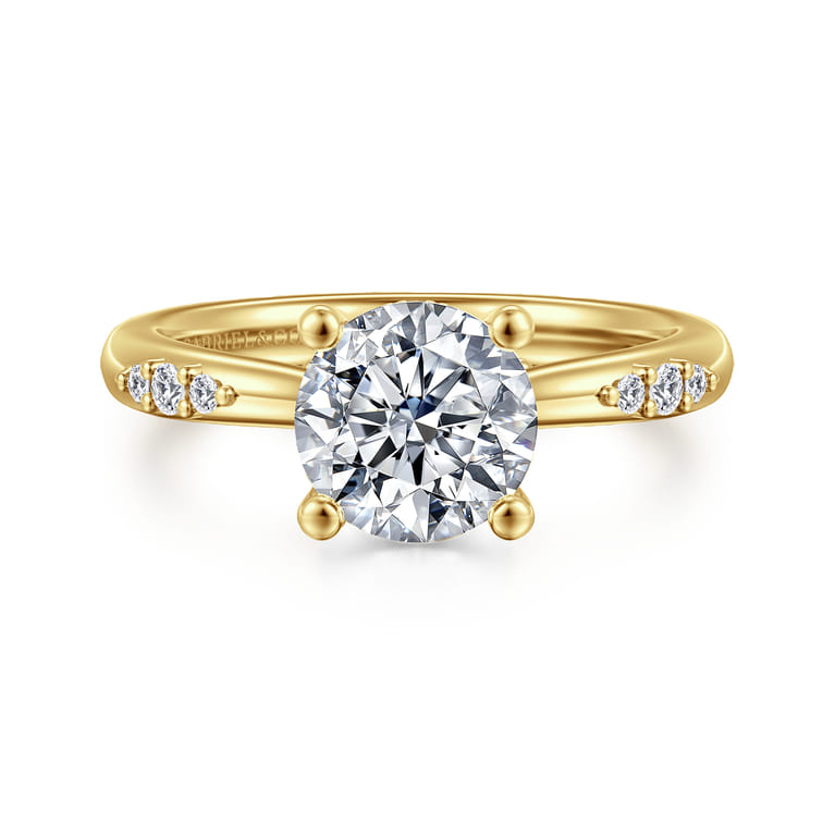 Carroline - 14K Yellow Gold Round Diamond Engagement Ring - 0.14 ct - Shot 1