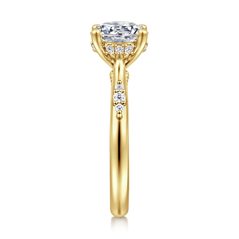 Carroline - 14K Yellow Gold Round Diamond Engagement Ring - 0.14 ct - Shot 4