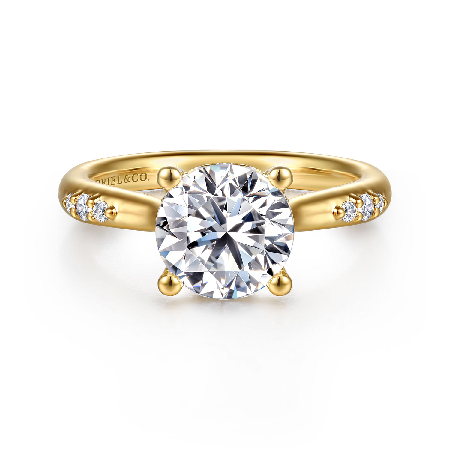 Carroline - 14K Yellow Gold Round Diamond Engagement Ring - 0.16 ct - Shot 1