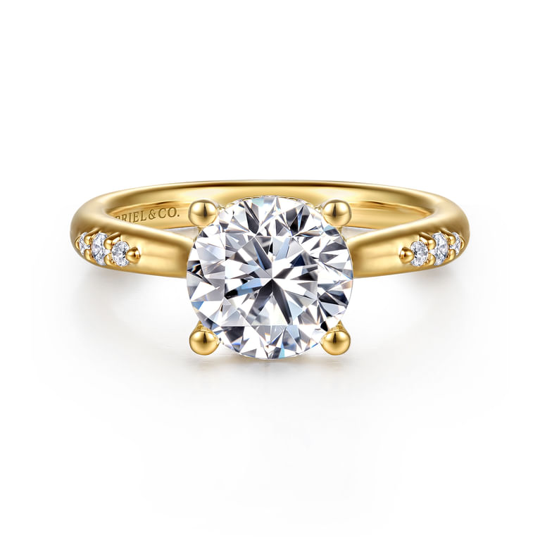 Carroline - 14K Yellow Gold Round Diamond Engagement Ring - 0.16 ct