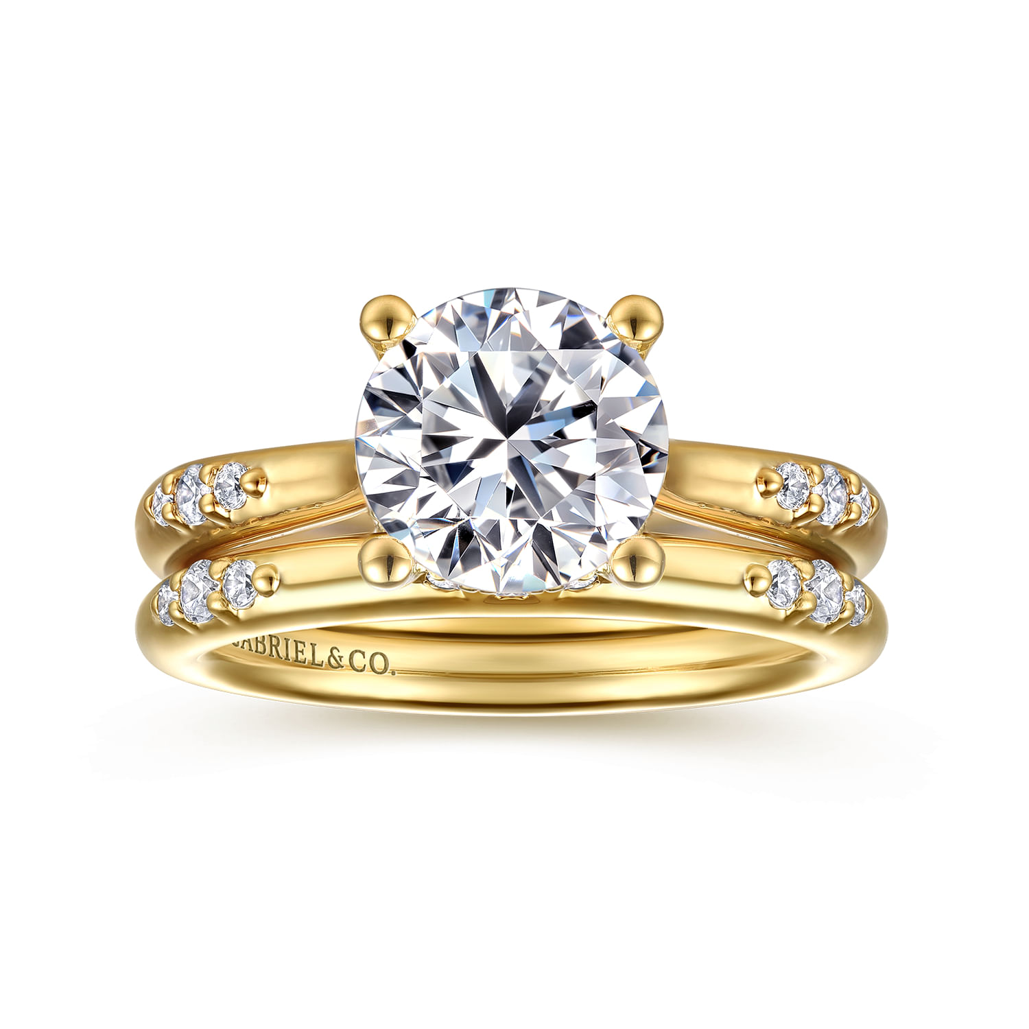 Carroline - 14K Yellow Gold Round Diamond Engagement Ring - 0.16 ct - Shot 4