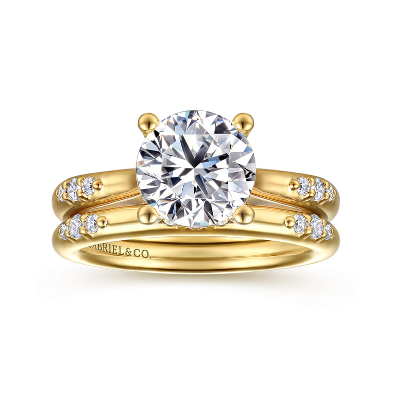 Carroline - 14K Yellow Gold Round Diamond Engagement Ring - 0.16 ct - Shot 4