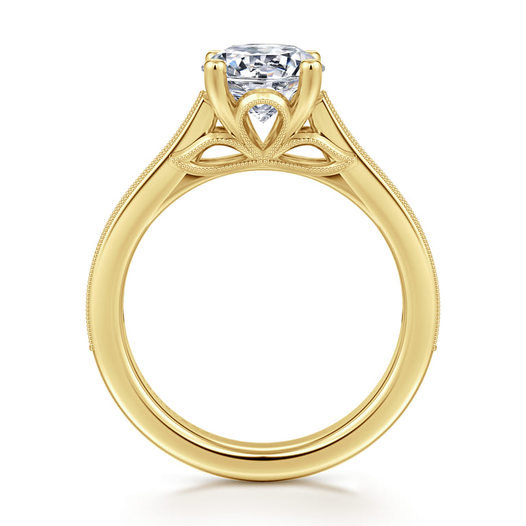 Favola - 14K Yellow Gold Round Lotus Diamond Engagement Ring - 0.25 ct - Shot 2