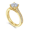 Favola - 14K Yellow Gold Round Lotus Diamond Engagement Ring - 0.25 ct