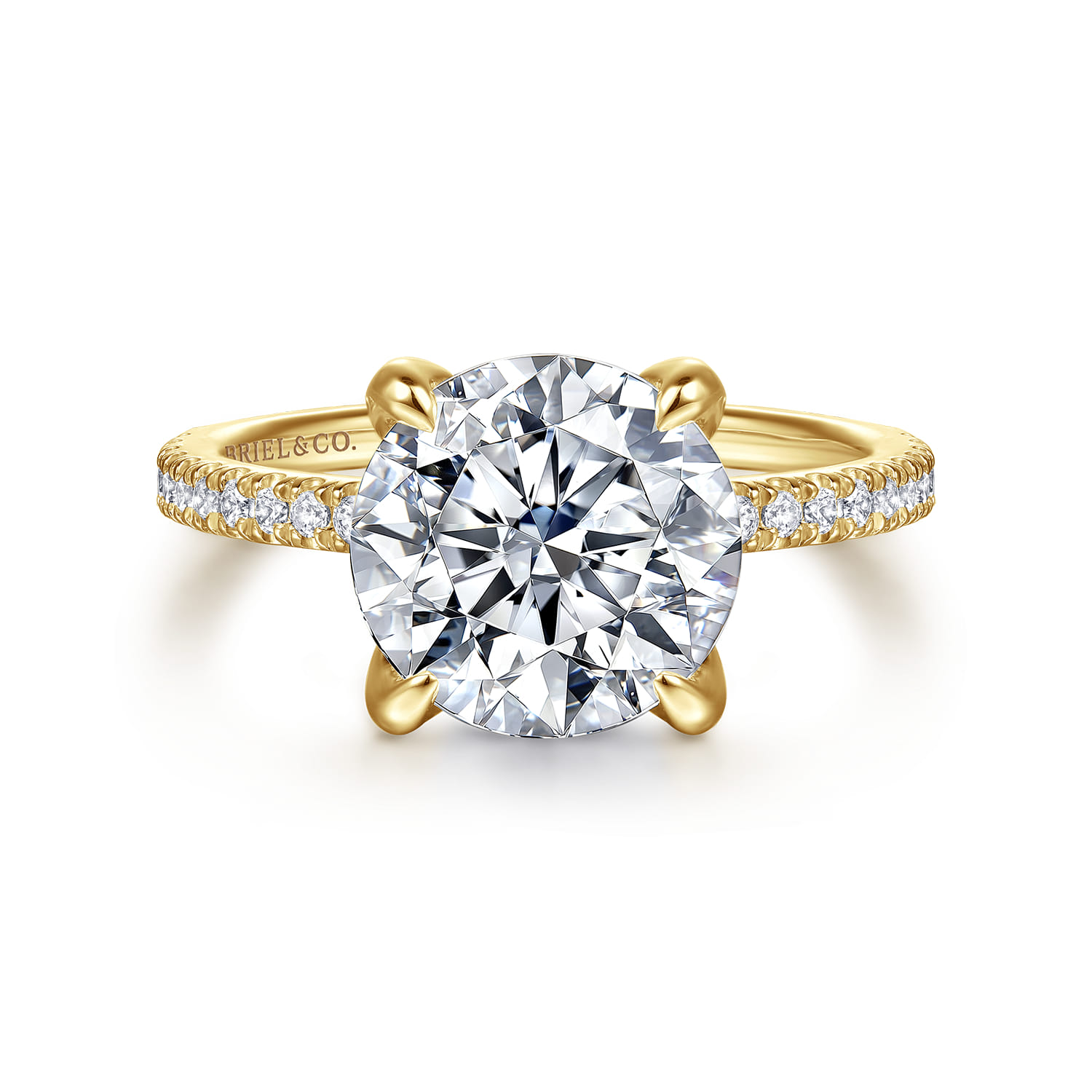 Lorenzo - 14K Yellow Gold Round Diamond Engagement Ring - 0.23 ct - Shot 1