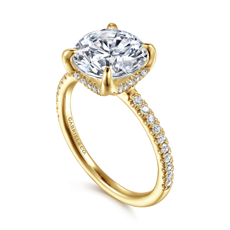 Lorenzo - 14K Yellow Gold Round Diamond Engagement Ring - 0.23 ct - Shot 3