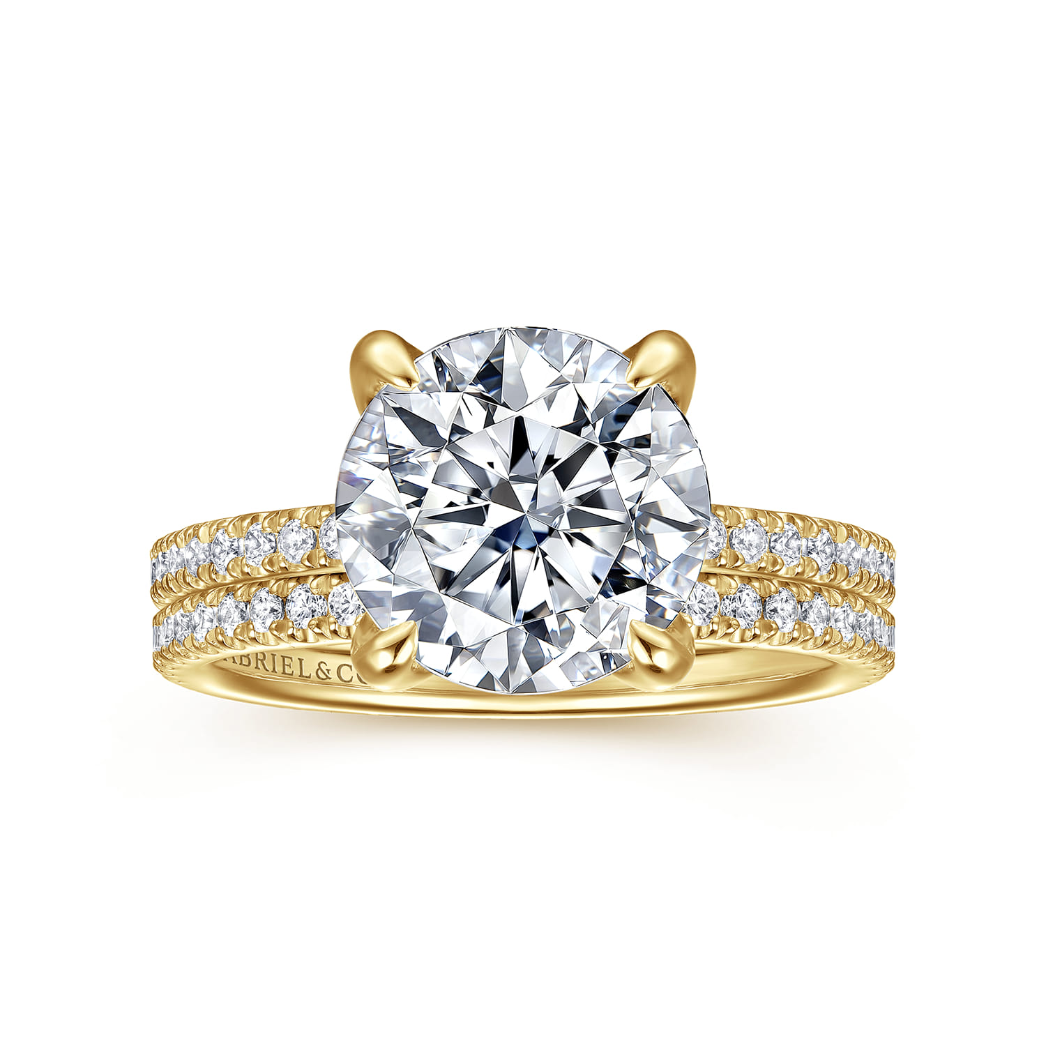 Lorenzo - 14K Yellow Gold Round Diamond Engagement Ring - 0.23 ct - Shot 4