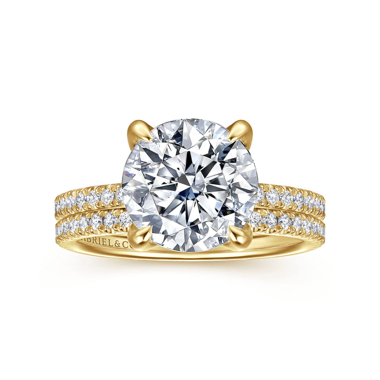 Lorenzo - 14K Yellow Gold Round Diamond Engagement Ring - 0.23 ct - Shot 4