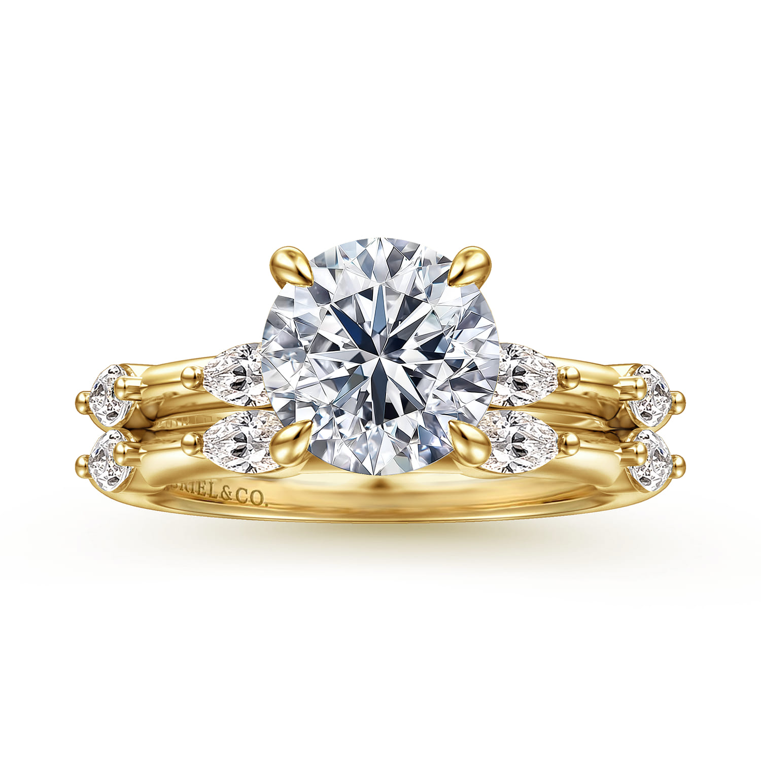 Marline - 14K Yellow Gold Round Diamond Engagement Ring - 0.3 ct - Shot 4