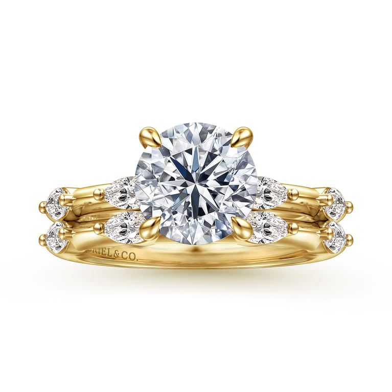 Marline - 14K Yellow Gold Round Diamond Engagement Ring - 0.3 ct - Shot 4