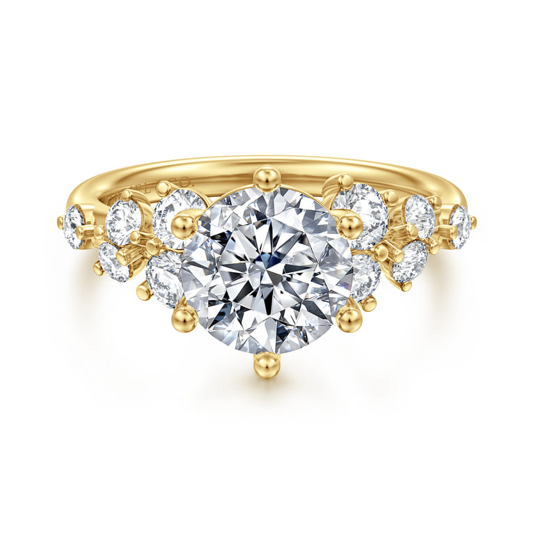 Reena - 14K Yellow Gold Round Diamond Engagement Ring - 0.75 ct - Shot 1