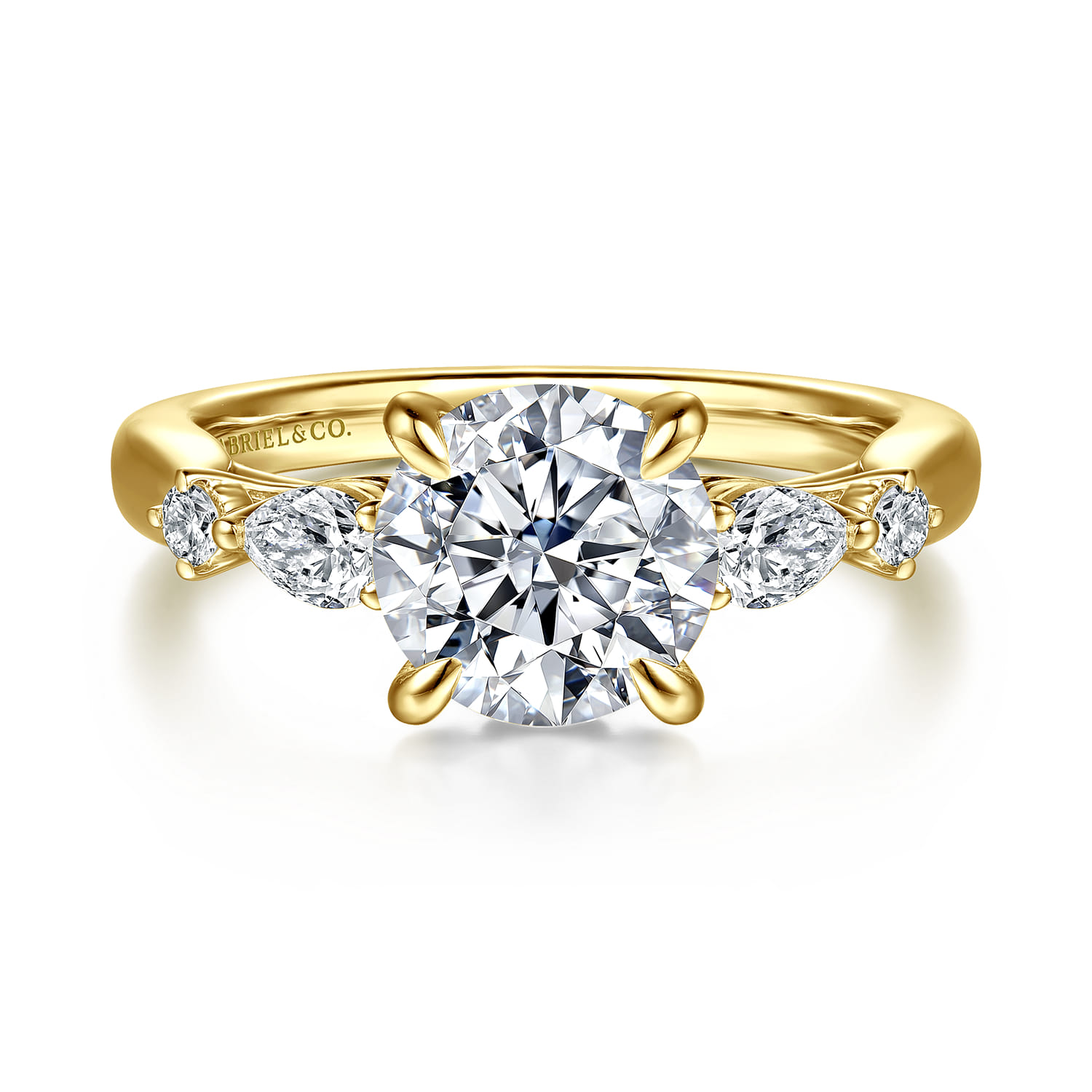 Bonita - 14K Yellow Gold Round Five Stone Diamond Engagement Ring - 0.3 ct - Shot 1