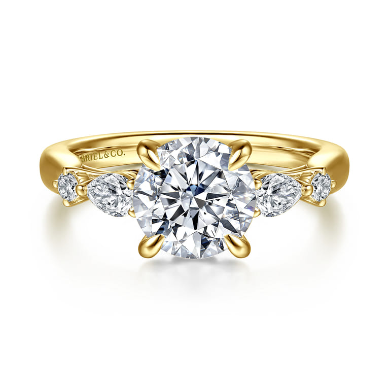 Bonita - 14K Yellow Gold Round Five Stone Diamond Engagement Ring - 0.3 ct - Shot 1