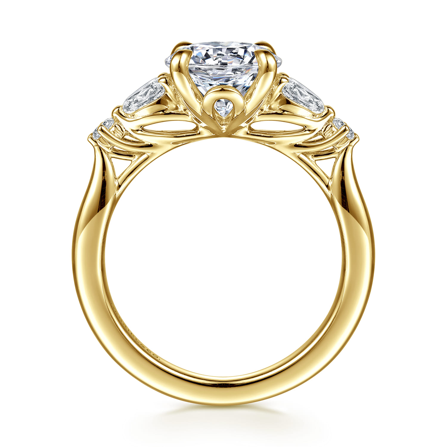 Bonita - 14K Yellow Gold Round Five Stone Diamond Engagement Ring - 0.3 ct - Shot 2