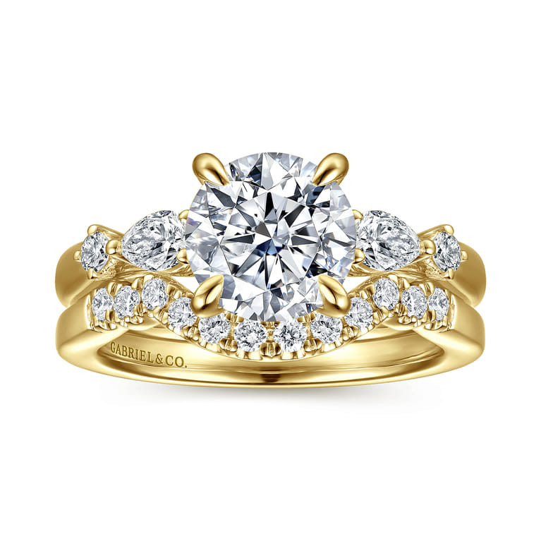 Bonita - 14K Yellow Gold Round Five Stone Diamond Engagement Ring - 0.3 ct - Shot 4