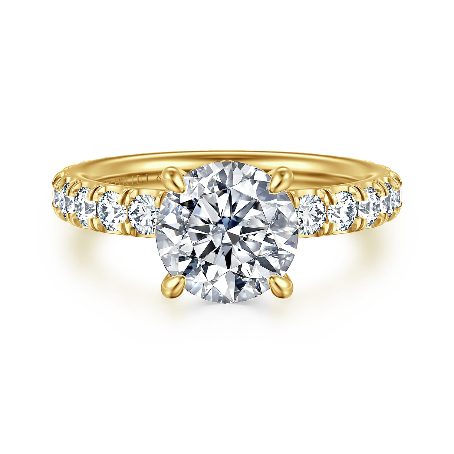 Stasia - 14K Yellow Gold Round Diamond Engagement Ring - 0.9 ct - Shot 1